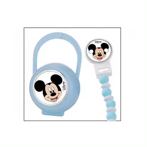 Set Pinza Mordedor Infantil y Porta Chupete Disney Mickey Mouse D491 C - 1