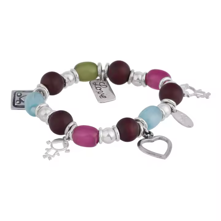 Gloria Mago Pulsera Elástica Plata y Resinas Multicolor Charms - 1