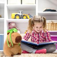 Lindo capybara de Plush with mochipa de Tortuga, animales de Plush capybara, juguetes de Plush, MARRON, 9 pulgadas - details 1