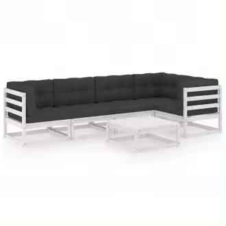 VIDAXL 3076610 conjunto de muebles para exterior de madera de pino blanca con cojines color gris antracita vida xl - 1