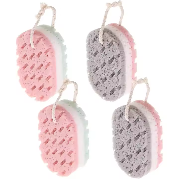 Paquete de 4 esponjas de baño para adultos, Esponjas exfoliantes de triple capa, Paquete de múltiples Esponjas para el baño - 1