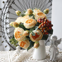 1 Rama De Púas De Seda En Blanco Para Decoración De Hogar Accesorios De Boda Fiesta DIY Pompones Rosas Artificiales Plantas Falsas Para Scrapbook - details 11