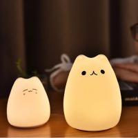 Luz De Noche Táctil Gato Colorido De Silicona Luz LED Cartoon Lámpara De Mesa Decorativa Para Dormitorio Iluminación Alrededor Del Cama - details 12
