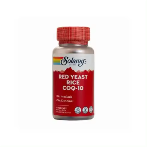 Solaray RED YEAST+Q10 60 Cápsulas para mantener niveles normales de colesterol y bienestar cardiovascular - 1