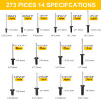 273pcs Tornillos De Aluminio Oscuros Para Soldadura Blindados Decorativos Tamaño M6.4 Tipo Abierto Herramientas De Metalworking - details 2
