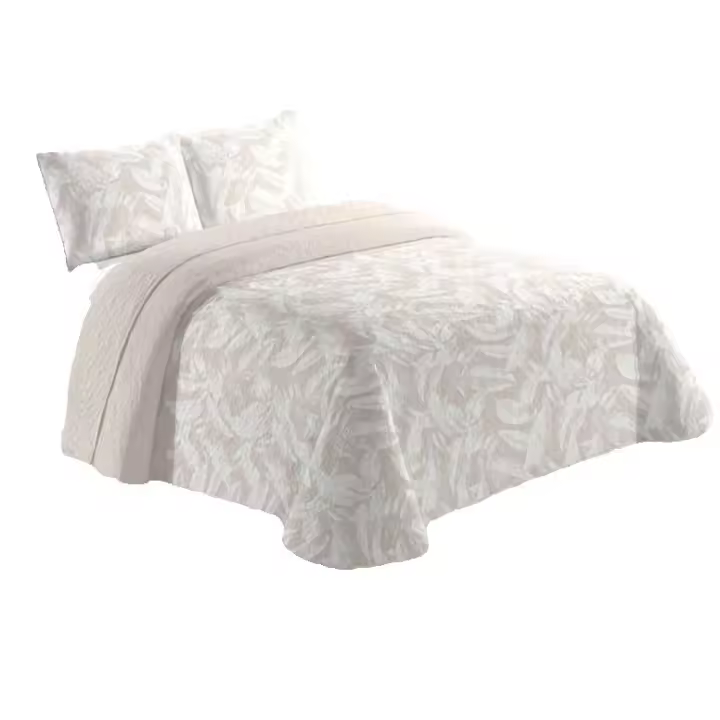 Colcha Bouti para Cama 105cm/135cm/150cm/180cm, Cubre Cama Fina  Incluye 2 Fundas de Cojín, Diseño de plantas para Primavera, Verano y Entretiempo - 1