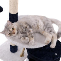 COTTECOTA-Árbol rascador para Gatos Altura 60*56.5*111.5cm Árbol para Gatos Azul Marrón Beige Torre Arbol de Escalada de Múltiples Niveles con Cueva Espaciosa Postes Rascadores de Sisal 40452,40438 - details 2