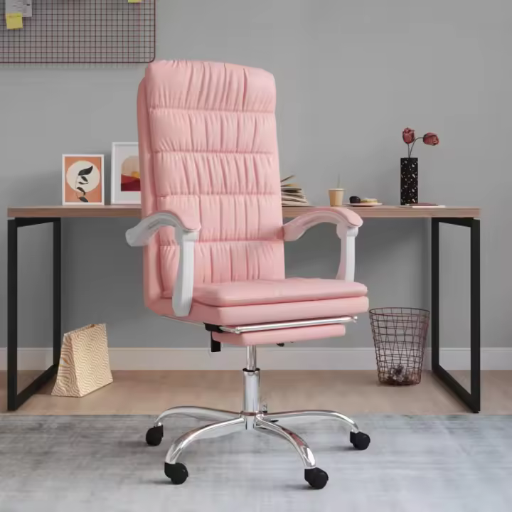 vidaXL Silla de oficina reclinable cuero sintético en color Rosa/Negro | cómodas modernas ergonómicas para comedor cocina salón hogar - 1