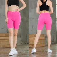 Pantalones cortos de Yoga para mujer con bolsillos laterales Fitness Running elásticos ajustados de secado rápido pantalones de cinco cuartos 2046 ropa deportiva - details 14