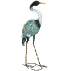 Estatua de jardín para exteriores Outsunny, escultura de garza de metal, decoración de jardín para exteriores de 63 cm, para estanque, patio, terraza, césped, multicolor - 1