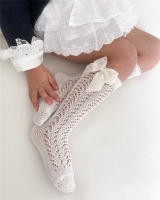 Calcetines De Verano Para Niñas Con Lazo Calcetines Largos Hasta La Rodilla De Algodón Y Spandex Para Bebés Y Niñas Todoterreno Transpirables Suela Hueca Diseño De Princesa - details 3