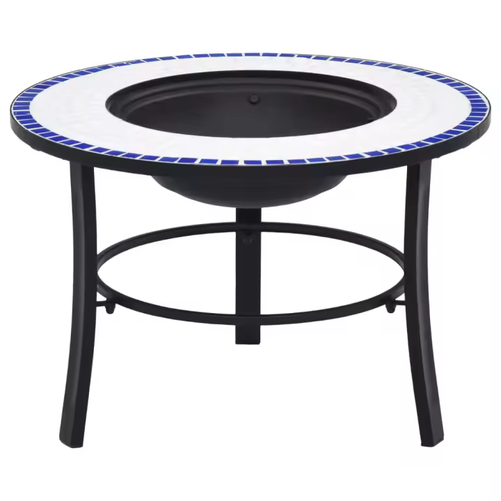 vidaXL Brasero Mosaico Cerámica/Blanco Diámetro 68cm Accesorios Barbacoa Color Azul,  Negro,  Terracota y mas - 1