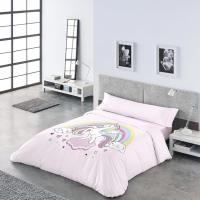 DECASATEXTIL Funda Nórdica Infantil Cama 105 -Juvenil – 3 Piezas – Funda nordica 180x255cm Bajera y Almohadón – Reversibles - Algodón/Poliéster- Suave Transpirable- Pretty Rosa Cama 105 - details 1