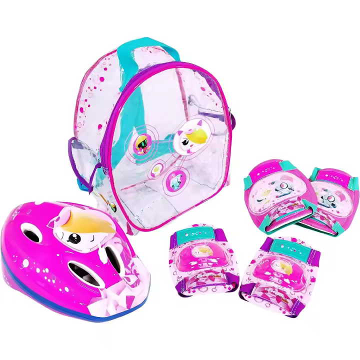 Mochila de Casco y Protecciones, diseños exclusivos de Clanners, Paw Patrol  y otros TOP diseños. Incluye divertida mochila. Protecciones para rodillas y codos. Set para principiantes. Calidad al mejor precio. De acuerdo a la normativa CE. +3 años - 1