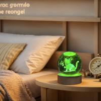 Lámpara De Noche De Cristal Con Grabado Láser 3D Mariposa Gato Canción Decoración De Vidrio Pulido Moderna Regalo De Navidad - details 3