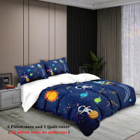 Juego De Cama 3 Piezas Estilo Espacial Con Patrón De Astronauta Y Cielo Estrellado Funda De Edredón Y 2 Fundas De Almohada Poliéster Cómodo Set De Cama - details 2