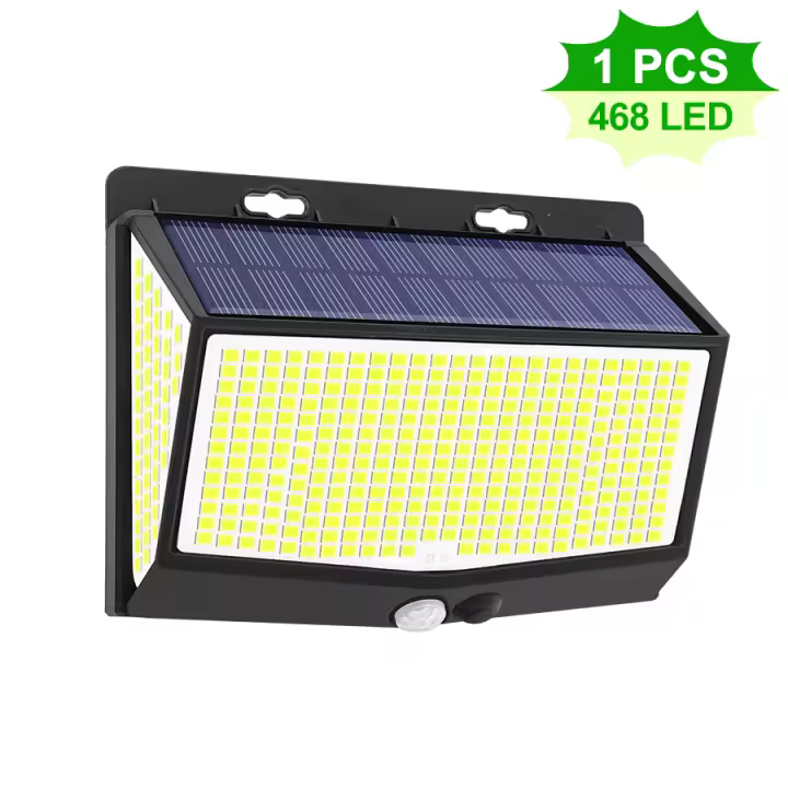 Lámpara LED Solar para exteriores, luz impermeable para decoración de jardín, calle, Sensor de cuerpo humano, 3 modos, 468 - 1