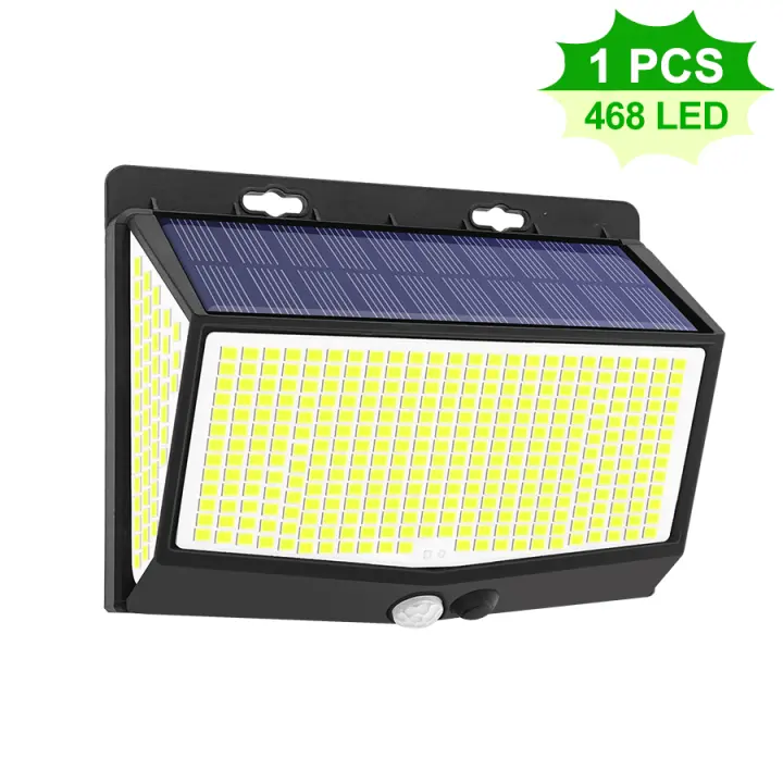 Lámpara LED Solar para exteriores, luz impermeable para decoración de jardín, calle, Sensor de cuerpo humano, 3 modos, 468 - 1