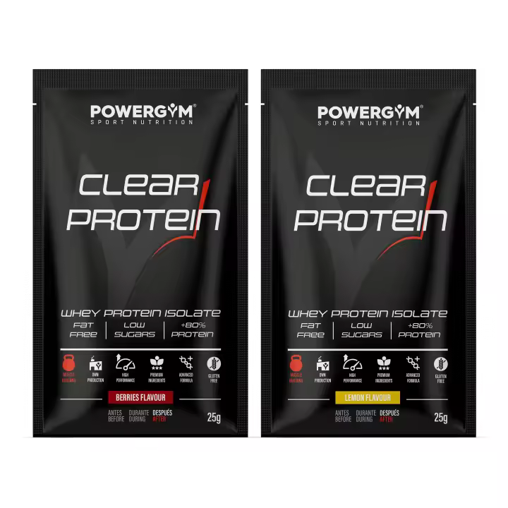POWERGYM | CLEAR PROTEIN - Pack de 5 - Alimento para deportistas a base de proteína aislada con textura ligera - Aislado de proteína de suero de leche formulado para lograr una textura suave y un sabor refrescante. Fácil de dirigir y absorber. - 1