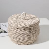 Cesta de almacenamiento de cuerda pequeña con tapa Cesta multifuncional para el hogar Cesta de lavandería con tapa Cesta de almacenamiento pequeña Maleta de bocadillos de cuerda de algodón - details 0