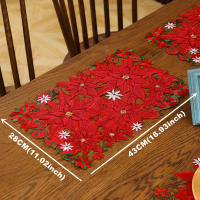 4PCS Telas De Mesa Navideñas Bordadas Y Impresas 28x43cm Para Fiestas Y Picnics Decoración De Mesa Pastoral Estilo Impermeable Poliéster/Celulosa - details 2