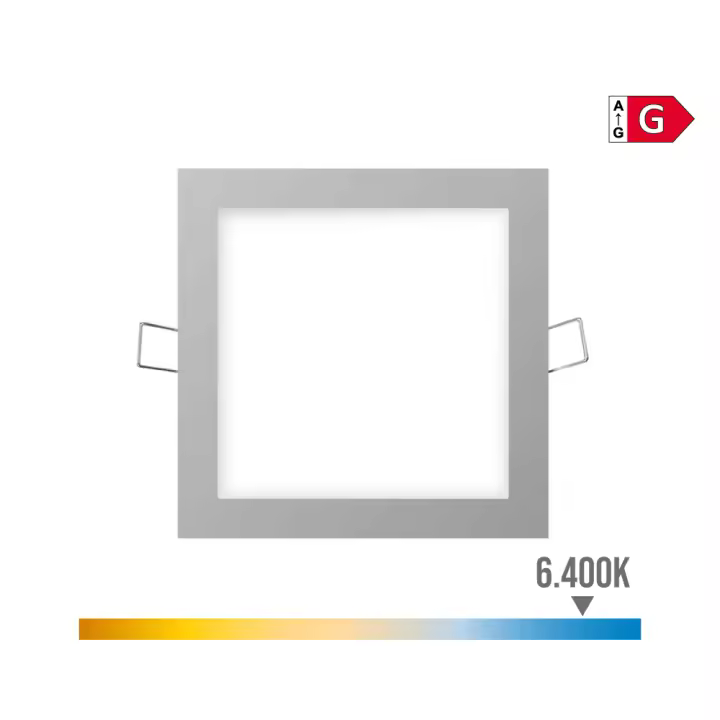 MINI DOWNLIGHT LED EMPOTRABLE CUADRADO 6W 6400K LUZ FRIA. COLOR CROMO 11,7x11,7cm EDM - 1