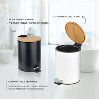 Cubo de basura Metal Con Tapa Bambú Caída Amortiguada 3 L, Papelera con pedal pequeño para Baño - Tendance - details 2