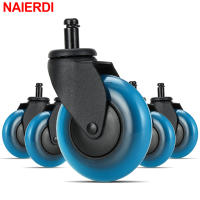 NAIERDI 5PCS Ruedas De Poliuretano Azul Para Silla De Oficina 3 Pulgadas Ruedas De Goma Suave Para Muebles Rollos Seguros - details 2