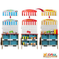 WOOMAX - Cocina de madera 4 en 1 con heladería y supermercado, juguete interactivo con luz y sonido, 60x40x109 cm, 31 piezas y accesorios para cocinar y vender, ideal para juegos de rol, +3 años, juguete educativo y multifuncional con detalles realistas - details 4