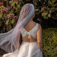 Velo De Novia De Tules Con Perlas Sencillas Y Encaje Sofisticado Para Bodas De Largo Catedral Con Peine Accesorios De Boda Para Mujeres - details 3