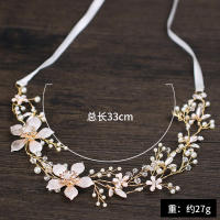 Diadema De Boda Elegante Tiara Con Perlas Y Flores Joyería Para El Cabello De Novia Metálica Dorada Hecha a Mano Accesorios De Cabello Para Mujeres - details 8
