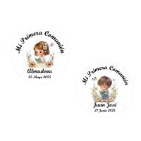 Etiquetas personalizadas para comunión pegatinas adhesivas personalizadas para detalles de invitados de comunión redondas Lote de 40 unidades niña niño - details 0