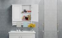 Armario de Pared de 2 Niveles para baño, de Madera, con Estante Ajustable en Altura - details 0