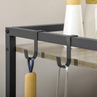 HOMCOM Carrito Auxiliar con Ruedas Carrito de Almacenamiento de 3 Niveles con Bolsa de Tela 2 Ganchos y Marco de Acero para Salón Cocina Comedor 66x40x80,5 cm Gris - details 4