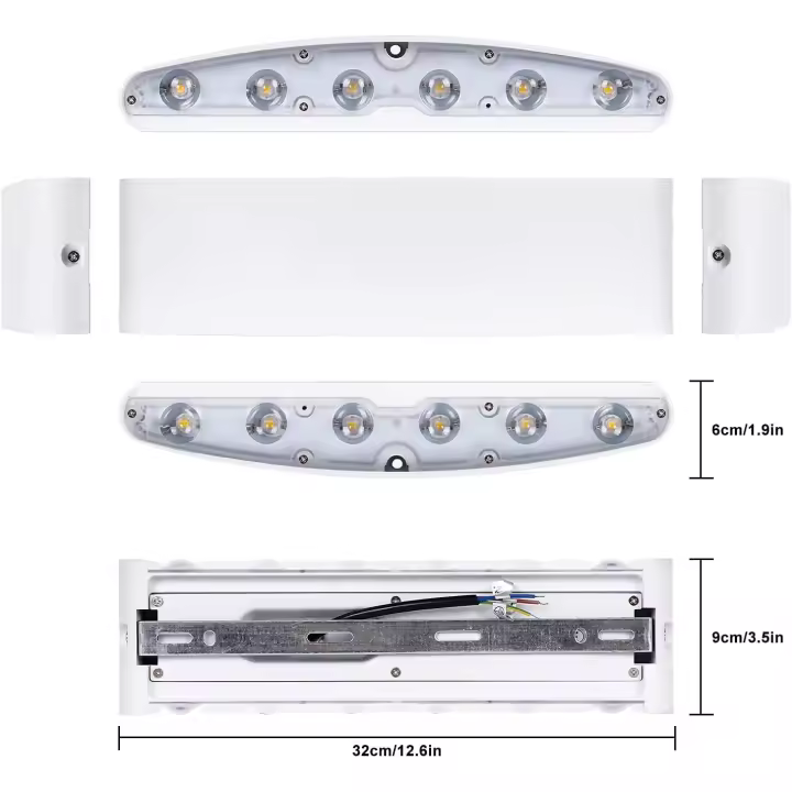 12W LED Indoor Wall Light White Modern Wall Light, IP65 Waterproof Aluminum Outdoor Wall Lights, Up Down Spot Lamp for Living Room Bedroom Hall Staircase Pathway (Warm White) [Energy Class F] - 1