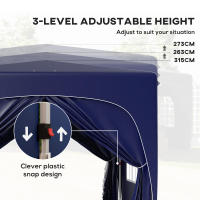 Outsunny Carpa Plegable Gazabo 3x3 m con Paneles Laterales UPF50+ Cenador Pabellón de Jardín con Altura Ajustable y Bolsa de Transporte para Camping Fiestas Patio Terraza - details 4