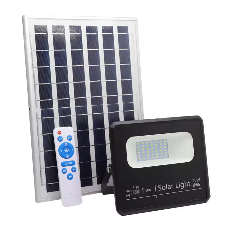 Proyector  de luz Solar fabrilamp modelo Malaquita foco de luz de 20w 6500k Negro 1800lm (17x19,5x5)(35x23,5x2)cm Mando Y Cable 5m - 1