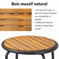Bistro Set Muebles de Balcón de Maple galvanizado 3 piezas, Cuerda trenzada a mano, tablero de Madera, Silla con capacidad de carga de 160 kg, para Terraza, Jardín y balcón, Negro - details 3