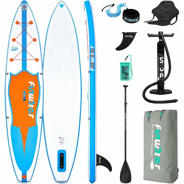 Kit Tabla de Paddle Surf Hinchable 320 cm con Asiento incluido, Remo Ajustable, Bomba, Mochila de Viaje y Bolsa Impermeable - 1
