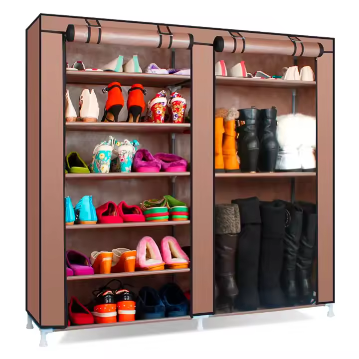 Nyana Armario Zapatero Tela para Zapatos y Botas con Puertas Cremallera 110x120x30cm - Organizador de Zapatos con 27 Pares de Almacenamiento - 1