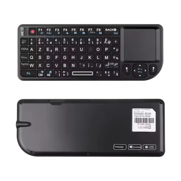 Teclado Inalámbrico Mini Con Iluminación RGB Teclado Azerty Francés Español Ruso Con Touchpad Para PC Smart TV Box Aire Mouse Kit Para Laptop Y Desktop - 1