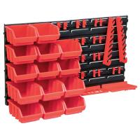 vidaXL Kit de cajas de almacenaje 39 pzas paneles de pared rojo negro - details 0