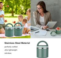 Termo de acero inoxidable para alimentos, 1 L, a prueba de fugas, termo para alimentos, recipiente térmico con asa (verde) - details 4