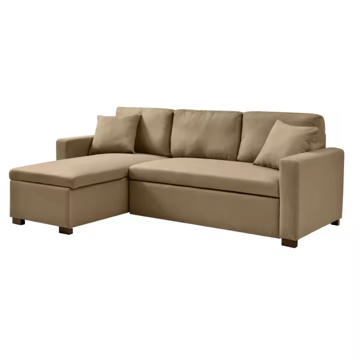 Sofá Chaise Longue Cama Reck Estilo Moderno en Color Gris o Marrón con Arcón Reversible y Cama 120x196 cm 223x146x95 cm. - 1