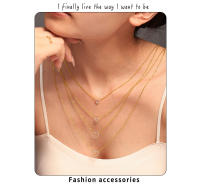 Encanto Niche Design Collar de mujer de doble capa Collar de acero no transparente incorporado CNC con circonita de corazón de lujo ligera - details 0