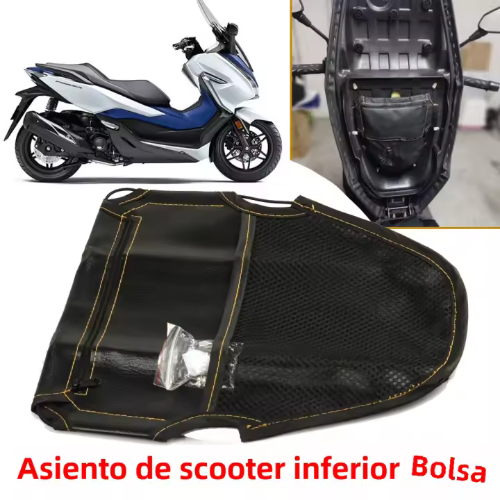 Bolsa De Asiento Para Motocicleta Almacenamiento Sótano Bolsa Herramienta Compatible Con Xmax PCX150 TMAX NMAX VESPA Forza 125 300 350 750 Material De Cuero - 1