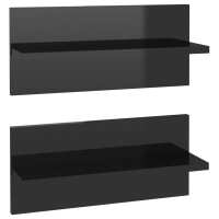 vidaXL Estantes de pared 2 uds madera contrachapada 40x11,5x18 cm Gris, Blanco brillante, negro brillante Mueble Almacenaje Estantería para Oficina, Estudio, Dormitorio Estantería/Librería/ mueble de Almacenamiento - details 2