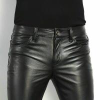 Pantalones De Cuero Sintético Para Hombre Estilo Rock Primavera Moda Slim Fit Pantalones De Motociclista Ajustados Al Cuerpo - details 1