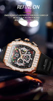 Reloj De Lujo Para Hombre ONOLA Diseño De Moda Con Diamantes Inlaidos Resistente Al Agua Mecánico Automático Material De Correa De Silicona - details 1
