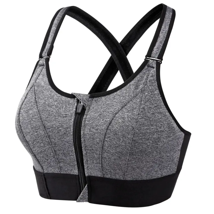 Sujetador Deportivo Ajustable Con Cierre Frontal Y Correa Elástico Para Mujer Shockproof Fitness Yoga Top De Cintura Alta - 1